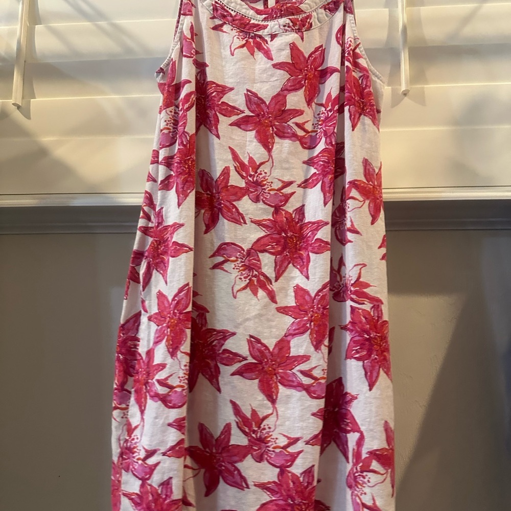 Floral Pink and White Sleeveless Dress